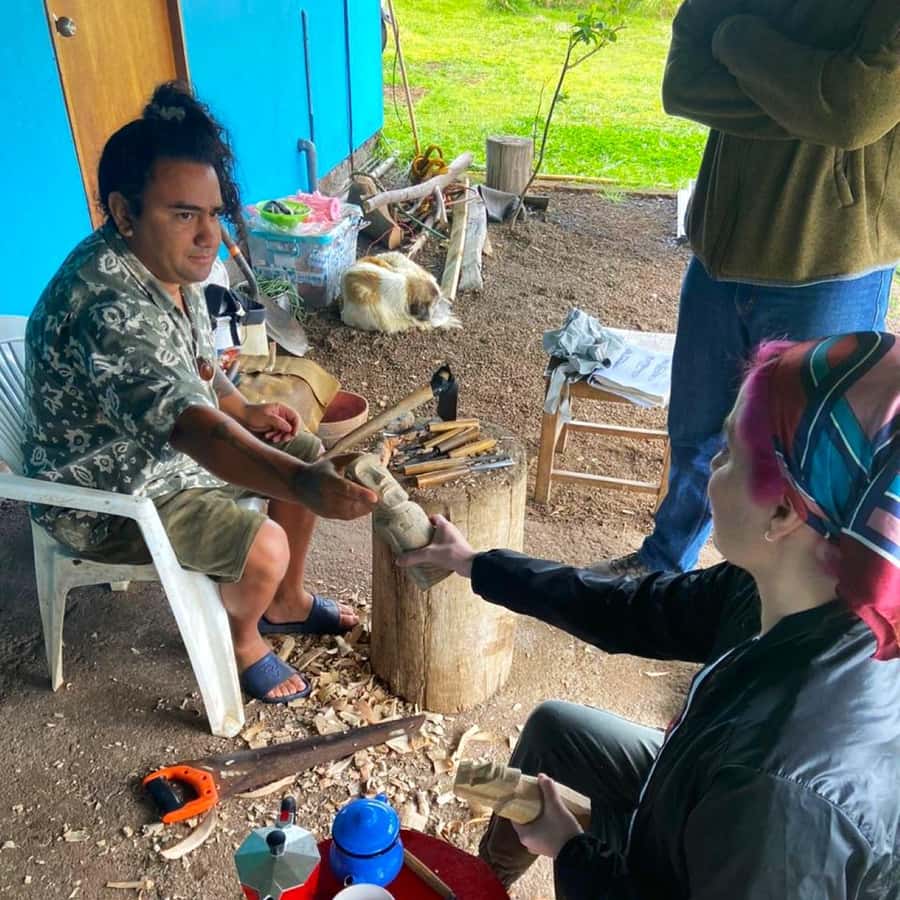Easter Island: Demo of How to Carve a Moai statue - Meet Joaquin at His House, Then Start Carving