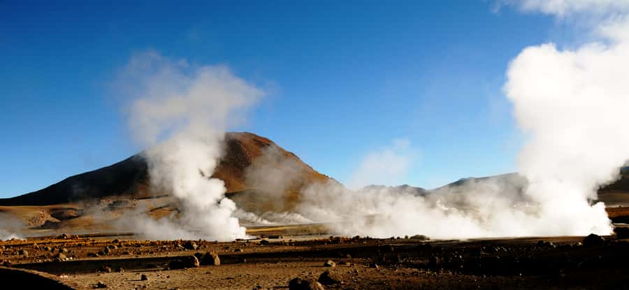 From San Pedro de Atacama: Tatio Geysers and Machuca Tour - El Tatio at sunrise is the main event, and it earns the hype