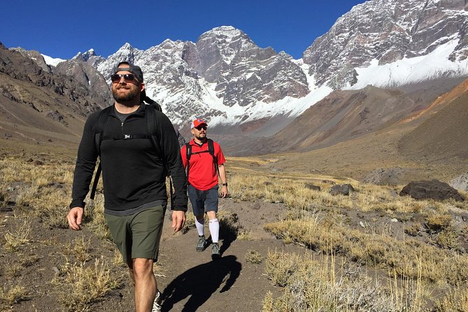 Juncal Andean Park: Hiking over a Glacial Tongue - Following the river bank to the huge wetland oasis