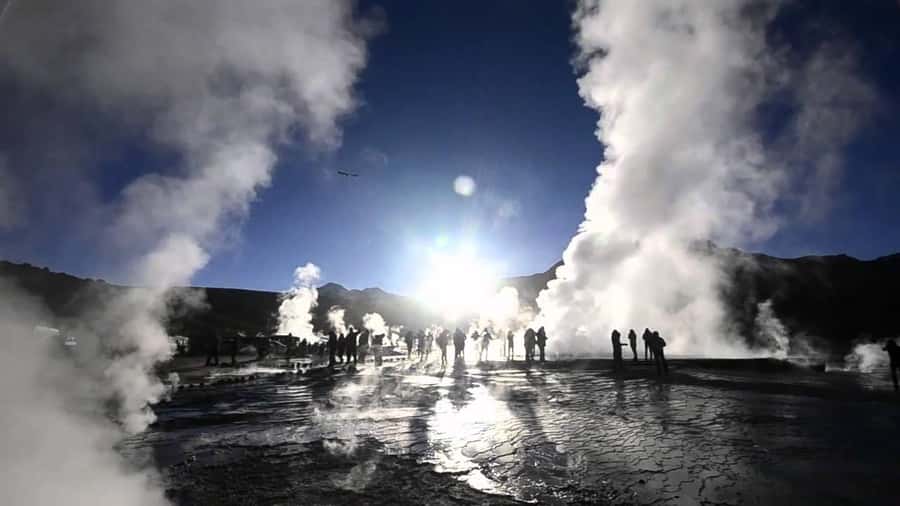 San Pedro de Atacama: El Tatio Geysers Tour - El Tatio at sunrise, where steam turns into a light show